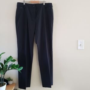 VEX COLLECTION Straight Leg Trouser W/Patent Faux Leather Accents - Black 42